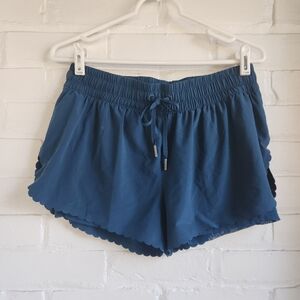 Victoria Secret Sport Running Shorts Scalloped Hem Teal Size M